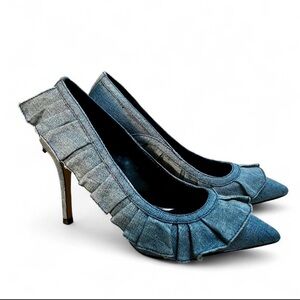Diesel Ruffle Denim Pumps, Sz 38/7.5